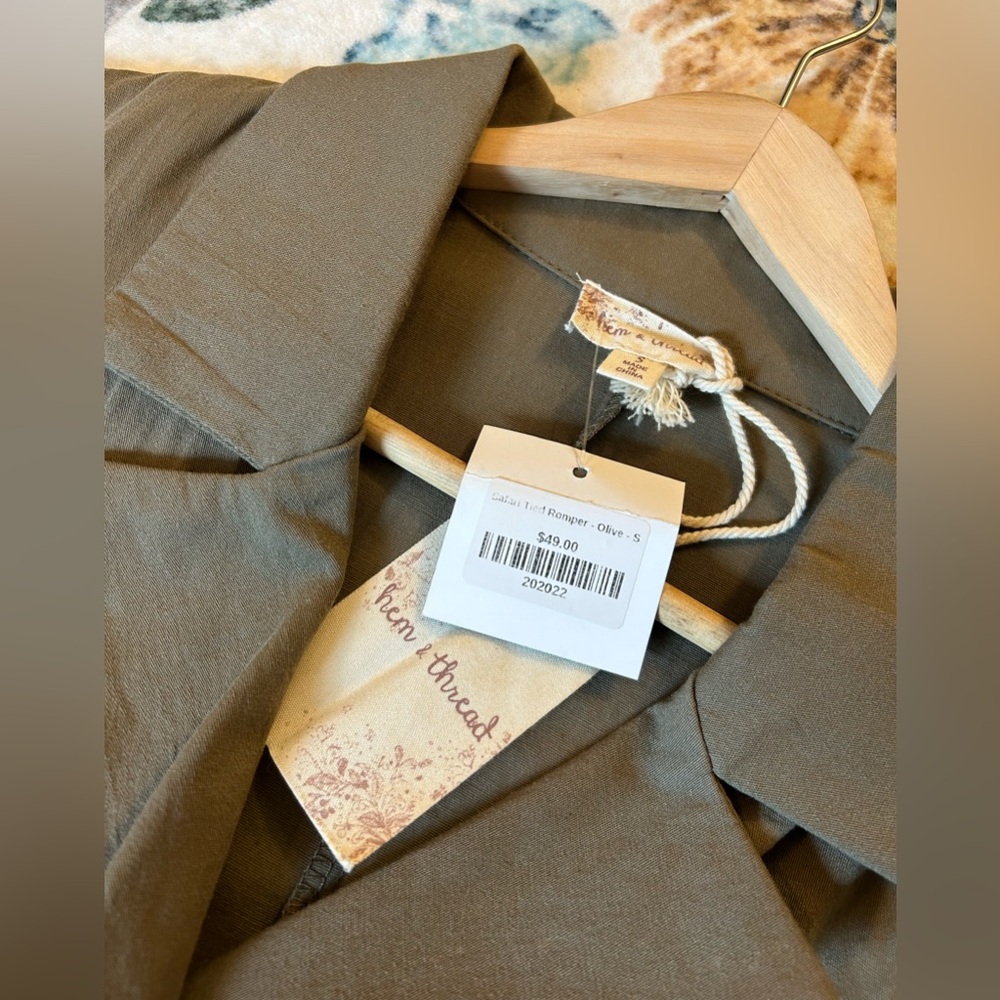 Hem & Thread Olive Green Short Sleeve Romper - Picture 8 of 16
